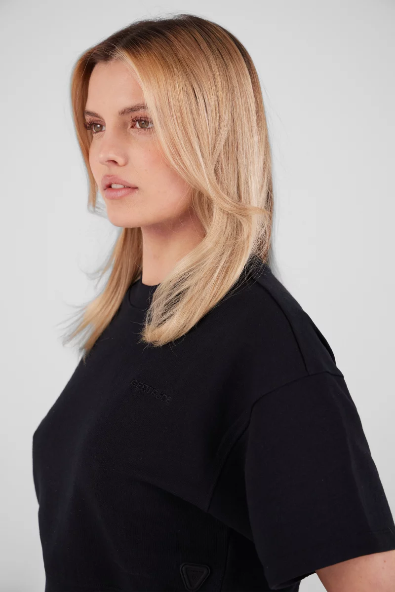 Sweat Cropped Adonia Black – Molleton Coton Lourd