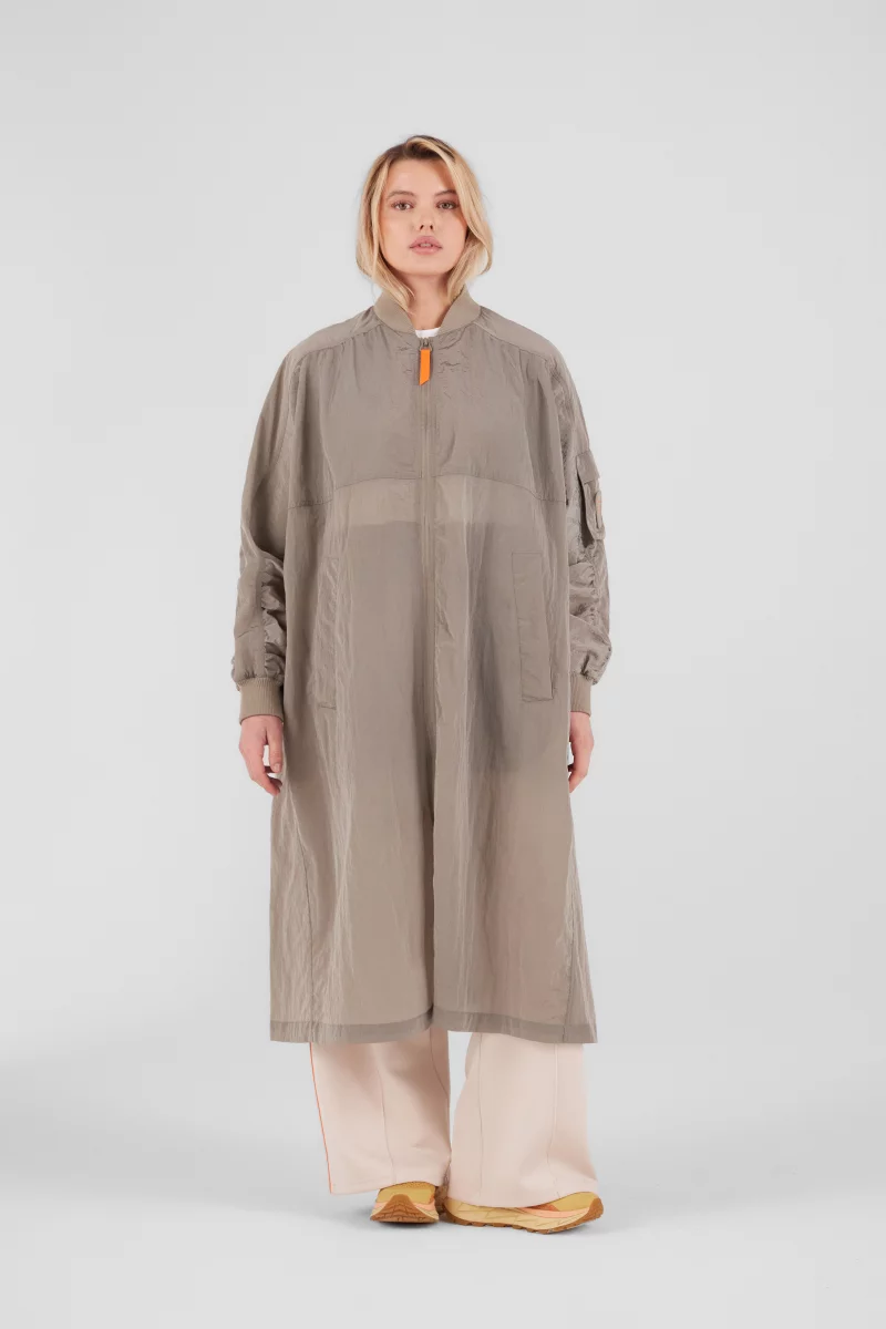 Veste longue façon bomber Cerise