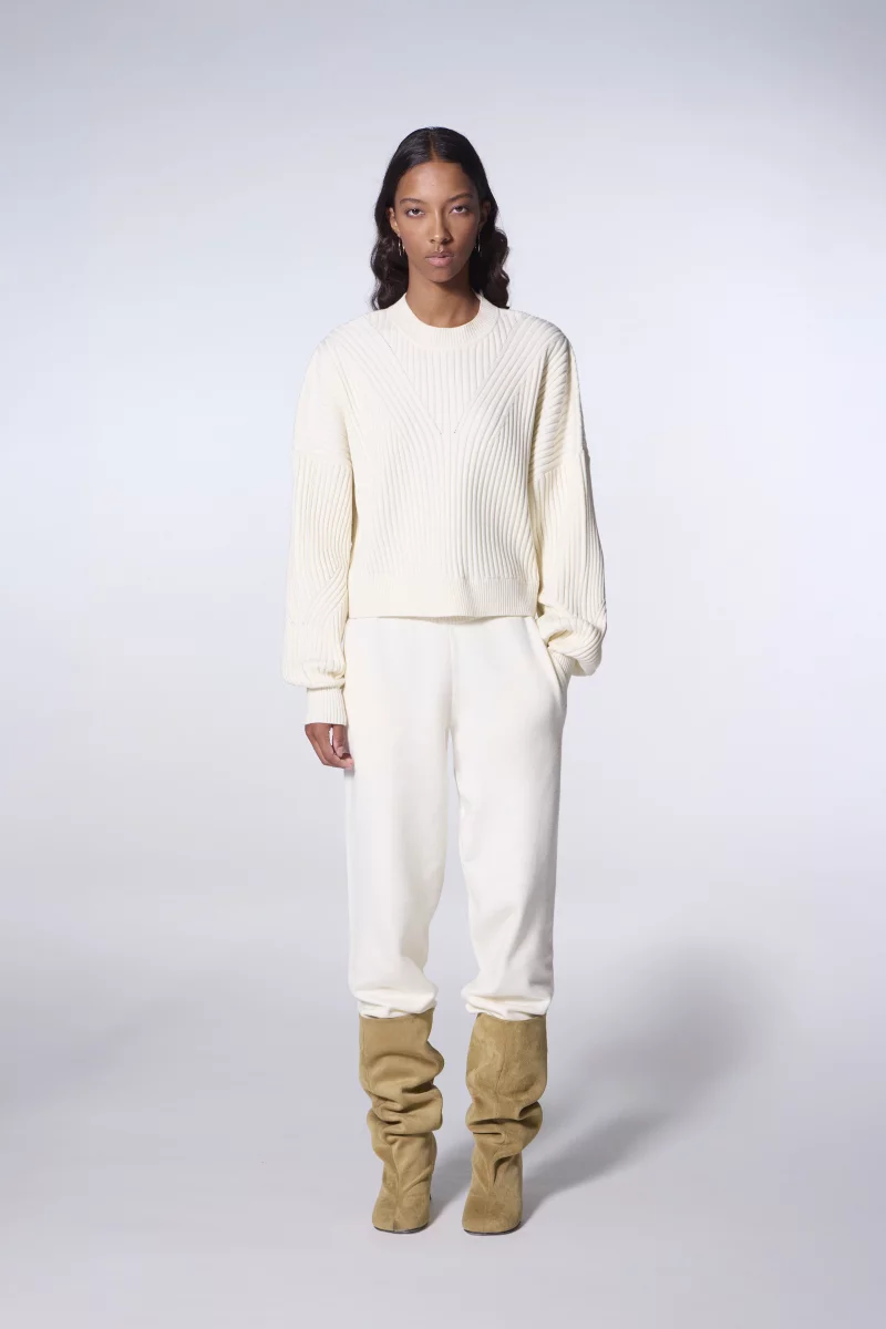Tabita cream ribbed knit cropped sweater for women - Gertrude