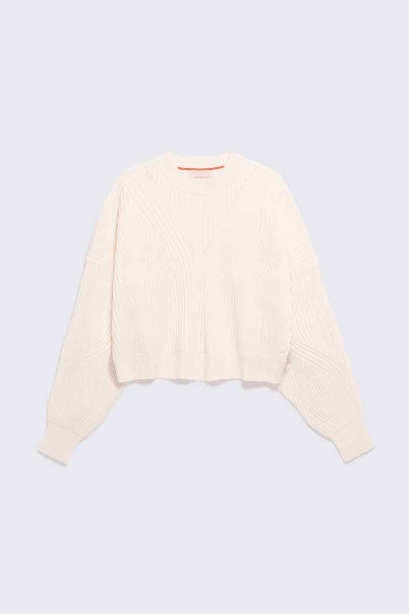 Tabita cream ribbed knit cropped sweater for women - Gertrude