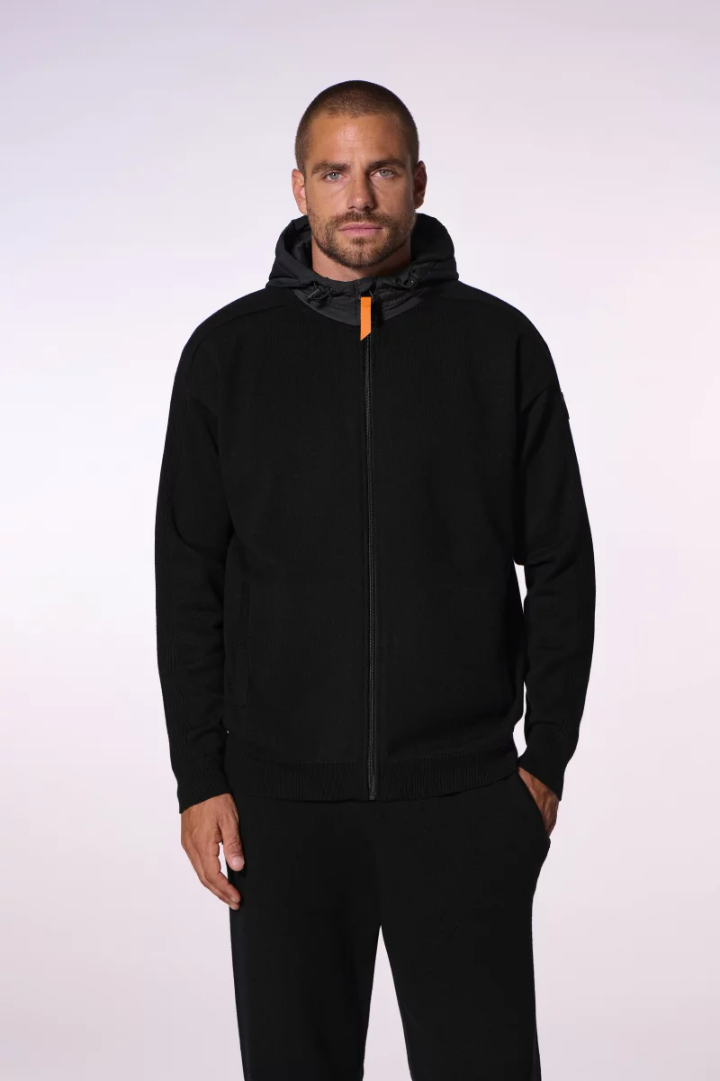 Pull à capuche bi-matière Sebastien black homme - - Gertrude