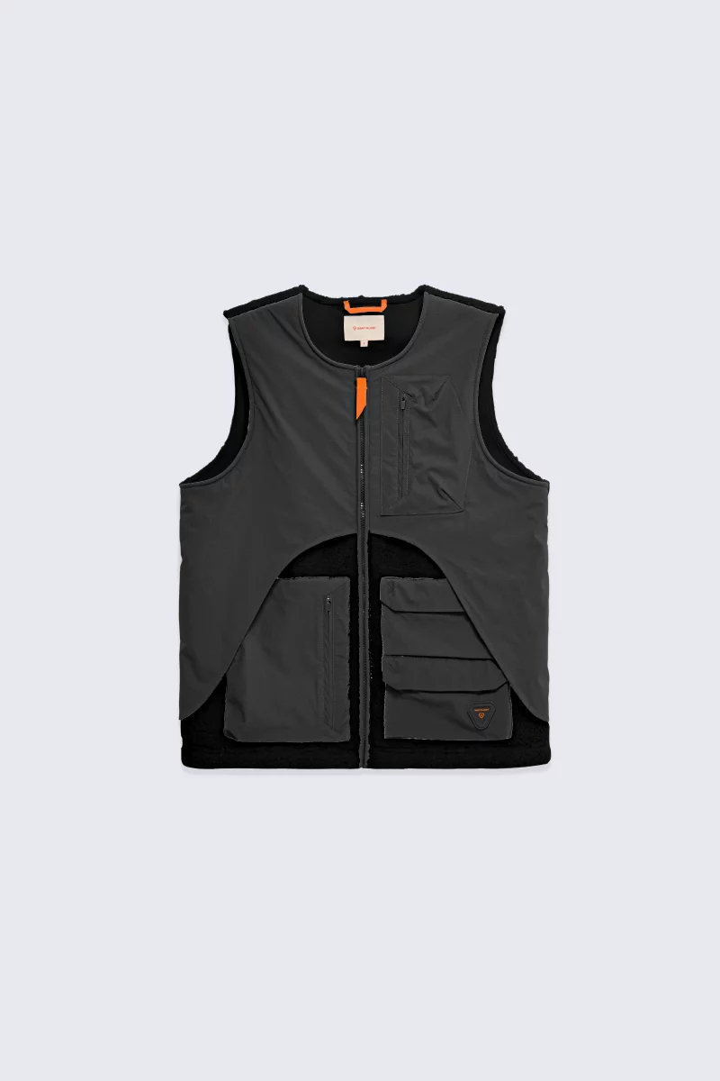 Sakae black men's sleeveless fleece jacket - Gertrude