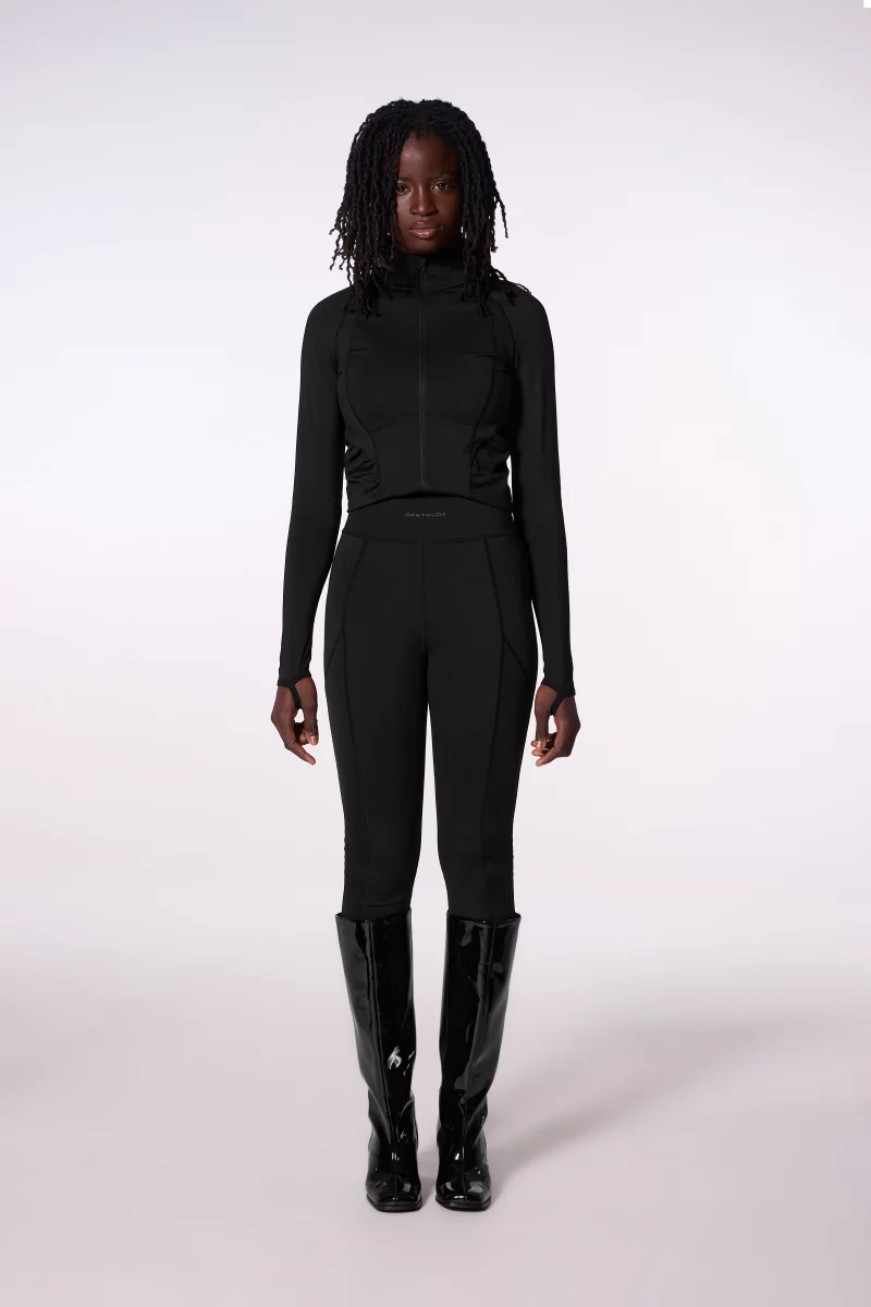 Veste zippée en microfibre moulante Inaya black femme - - Gertrude