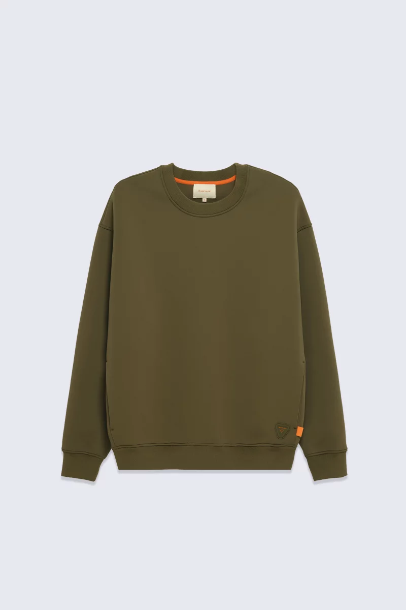 Mixed oversized scuba knit sweatshirt Jonathan khaki - Gertrude