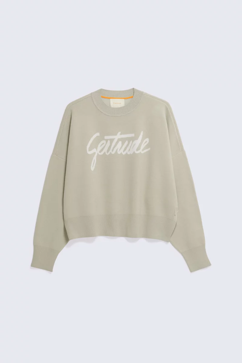 Nath Script concrete women's cropped jacquard knit sweater with dropped sleeves - Gertrude