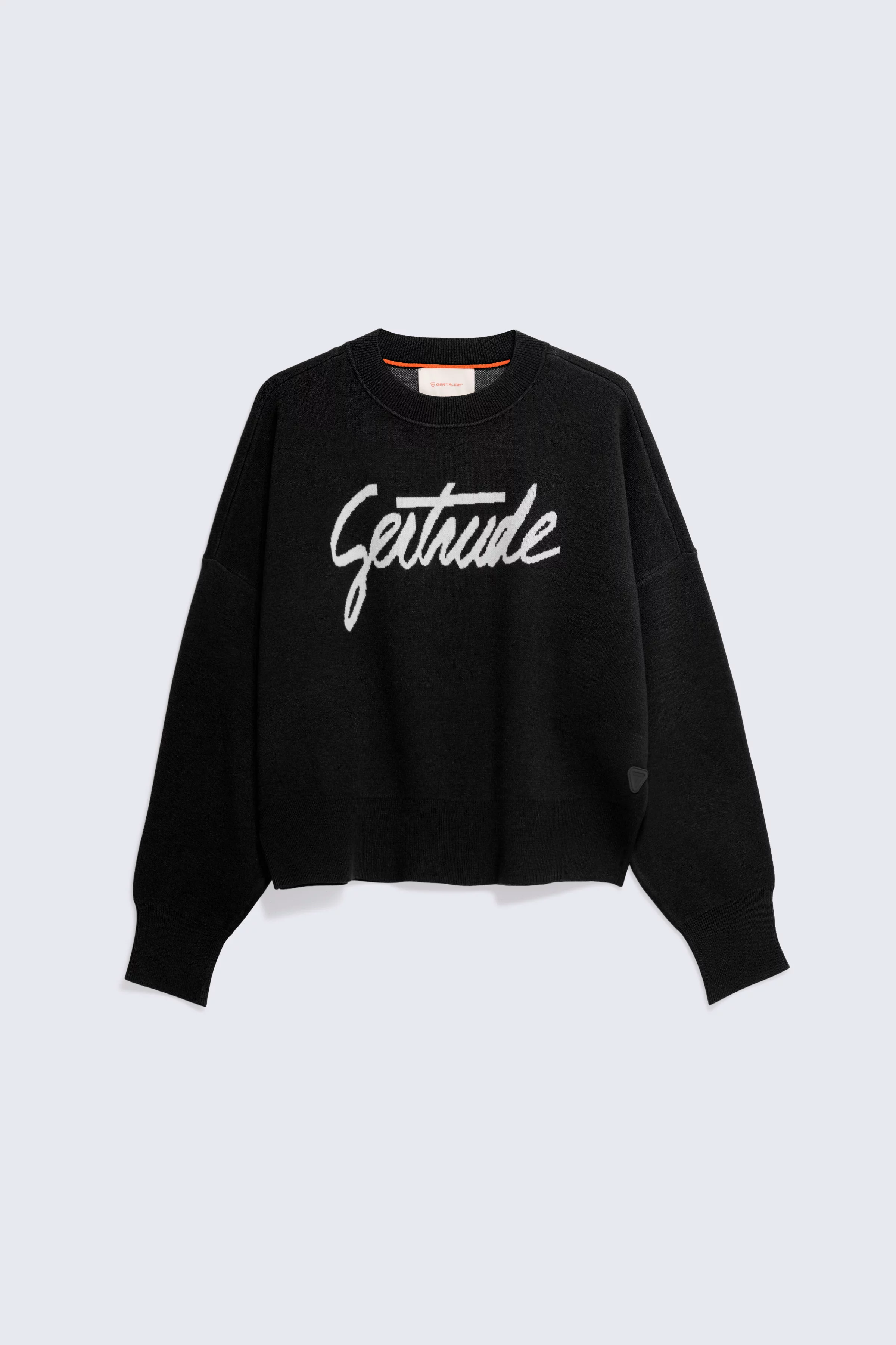 Pull court en maille jacquard à manches tombantes Nath Script black femme - - Gertrude