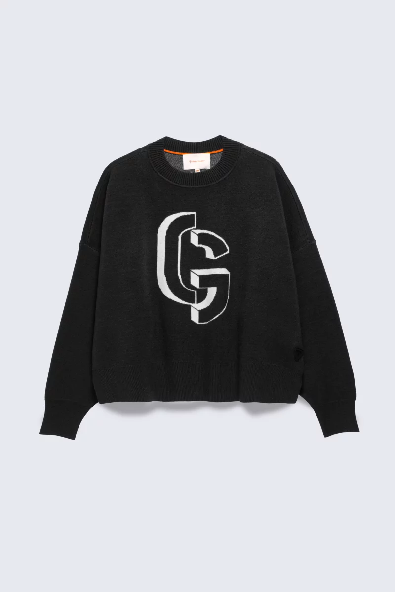 Pull en maille jacquard court à manches tombantes Natalia black femme - - Gertrude Pull en maille jacquard court à manches tombantes Natalia black femme - - Gertrude