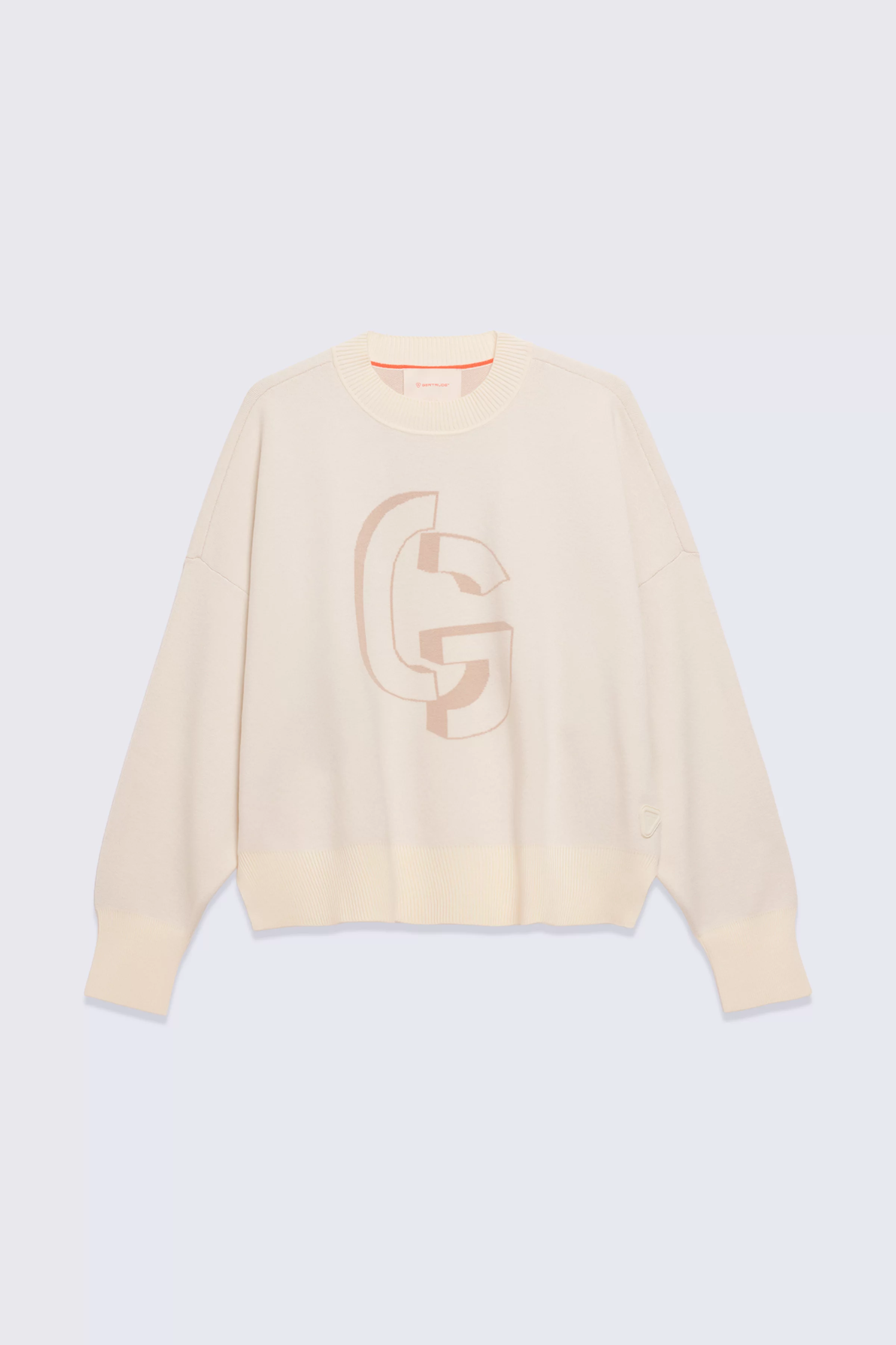 Women's Natalia cream short jacquard knit sweater with dropped sleeves - Gertrude