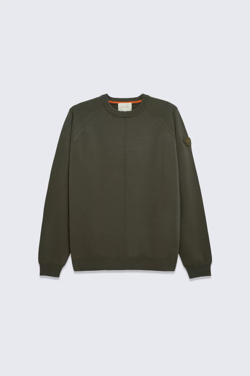 Alain men's khaki crew neck knit sweater - Gertrude