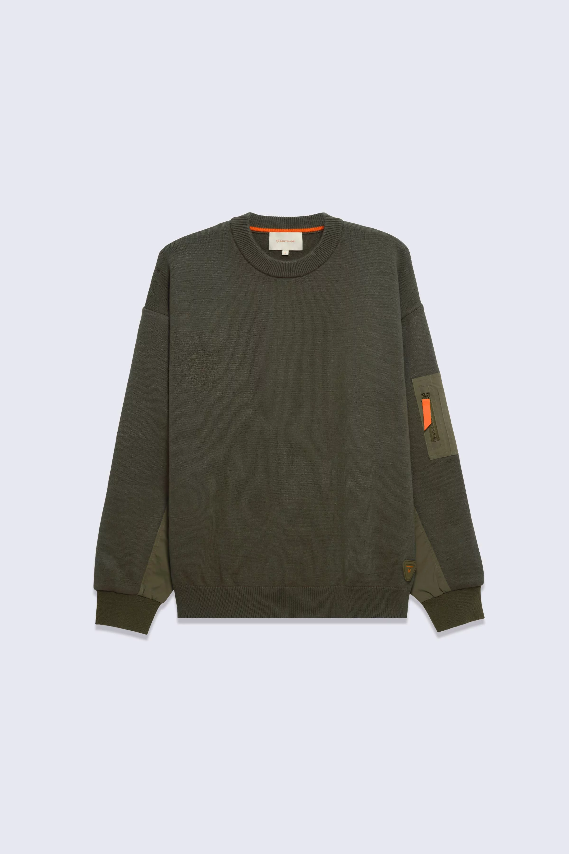 Aldric khaki men's two-tone knit bomber sweater - Gertrude