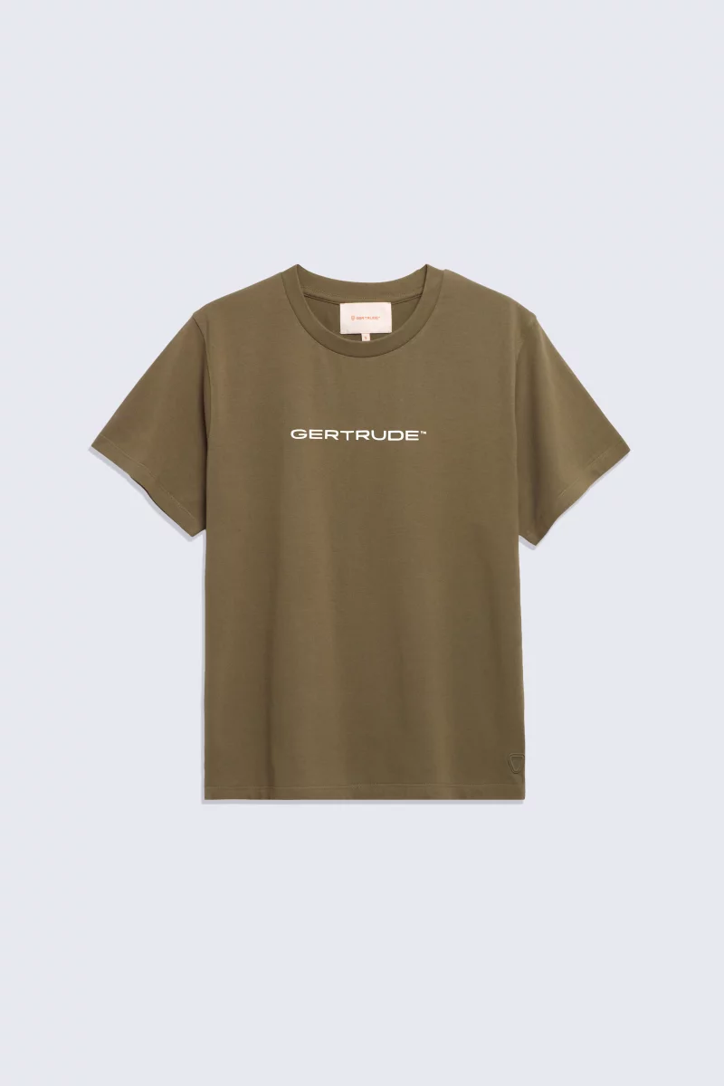 Leonce khaki men's short-sleeved cotton T-shirt - Gertrude