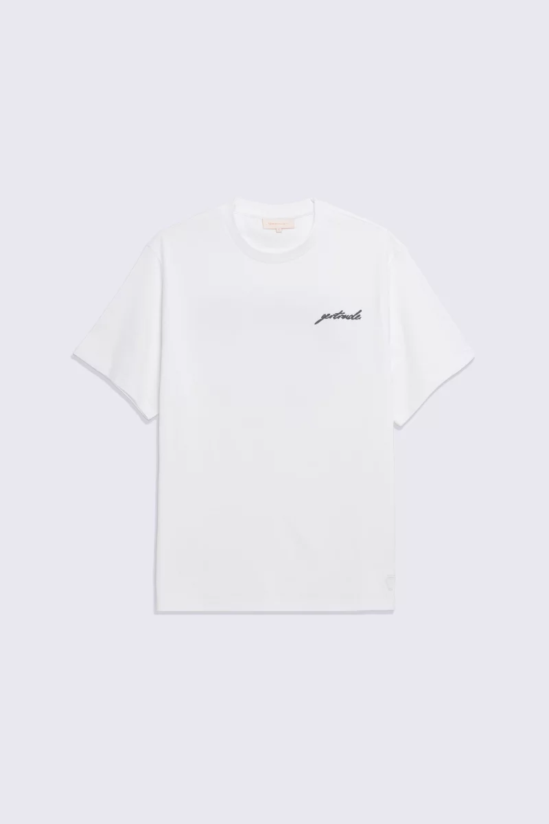 Men's white Leonce balloon cotton T-shirt with print on the back - Gertrude