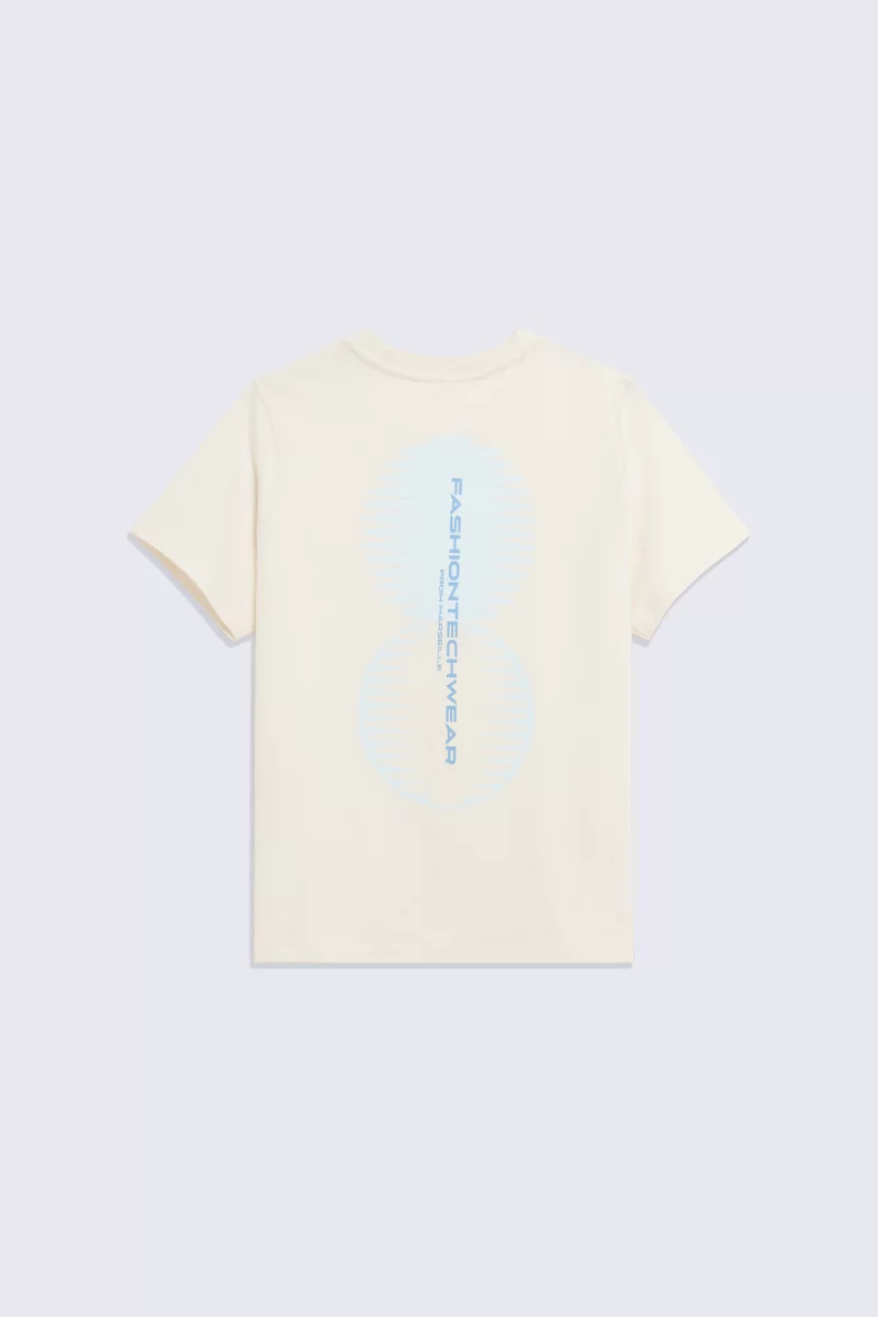 T-shirt en coton avec print contrasté au dos Leopoldine Tech crème femme - - Gertrude