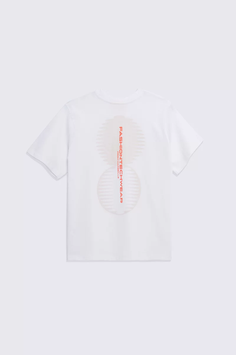 T-shirt en coton avec print contrasté au dos Leopoldine Tech blanc femme - - Gertrude