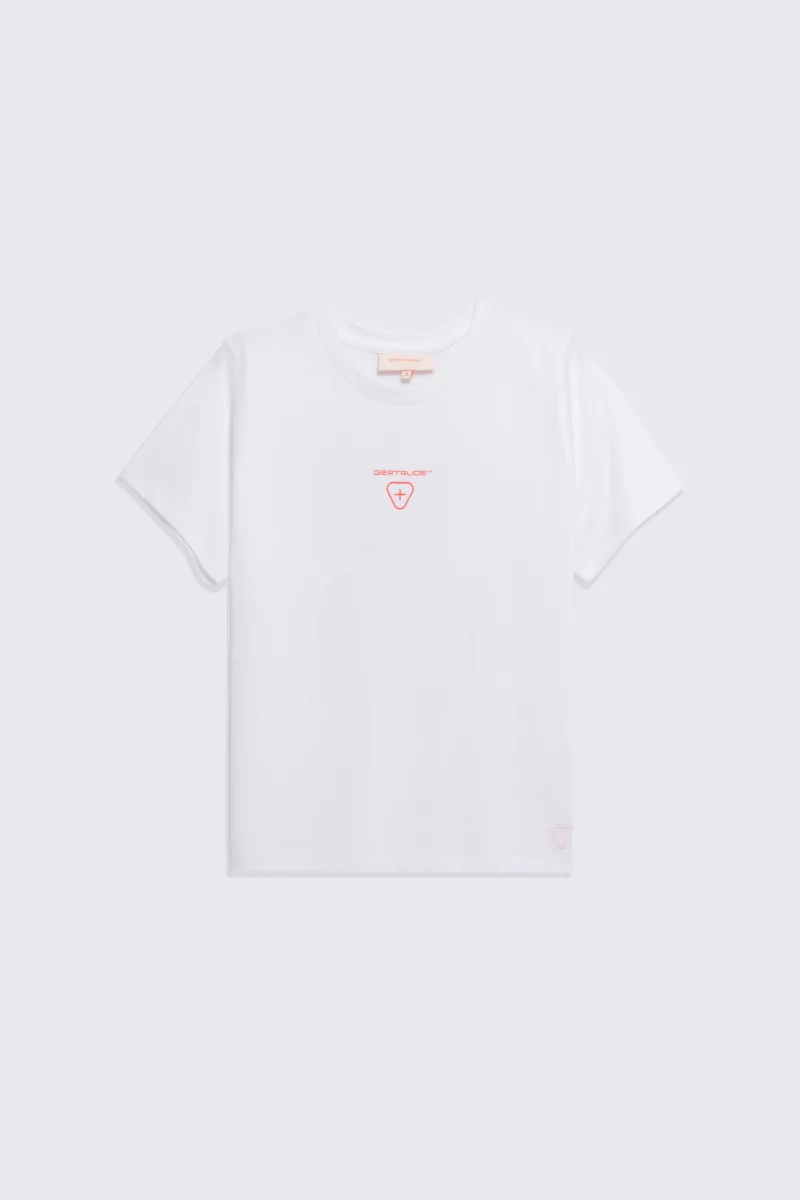 T-shirt en coton avec print contrasté au dos Leopoldine Tech blanc femme - - Gertrude