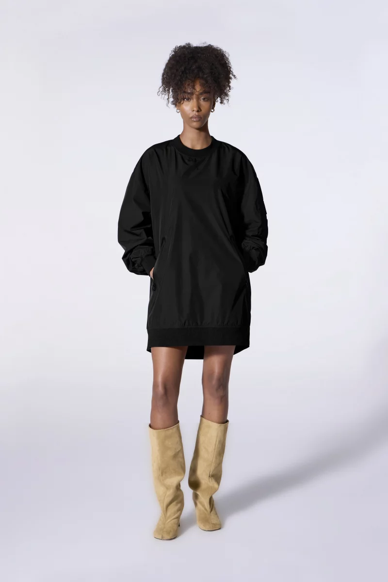 Robe style bomber col rond Babette black femme - - Gertrude