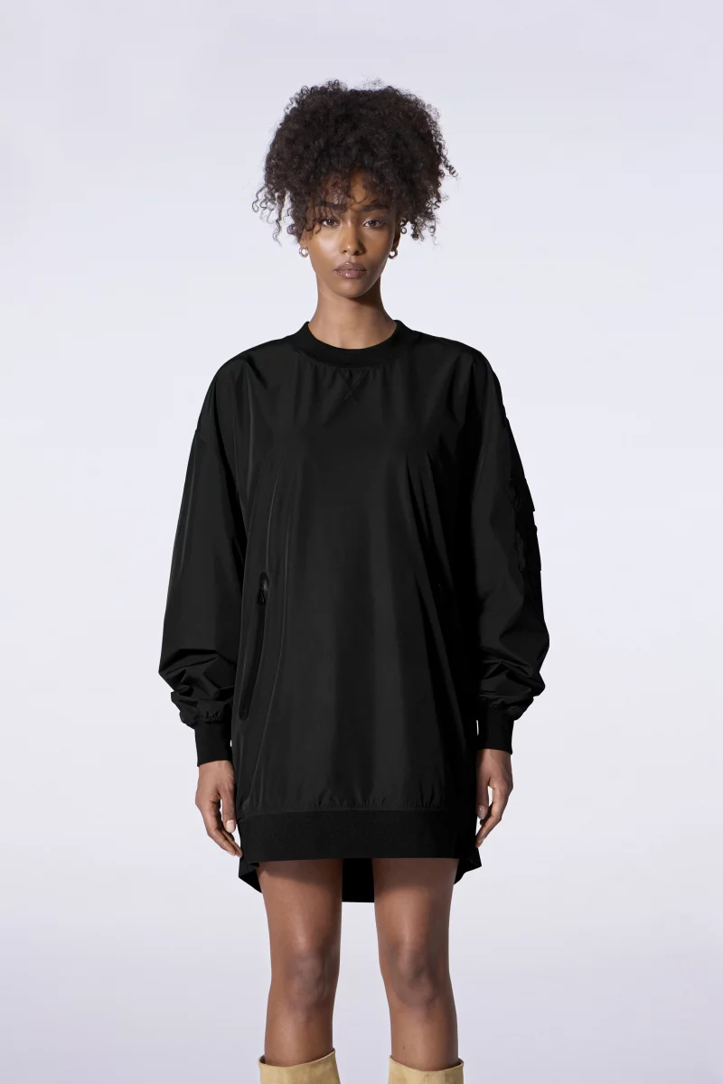 Babette black bomber-style round-neck dress for women - Gertrude