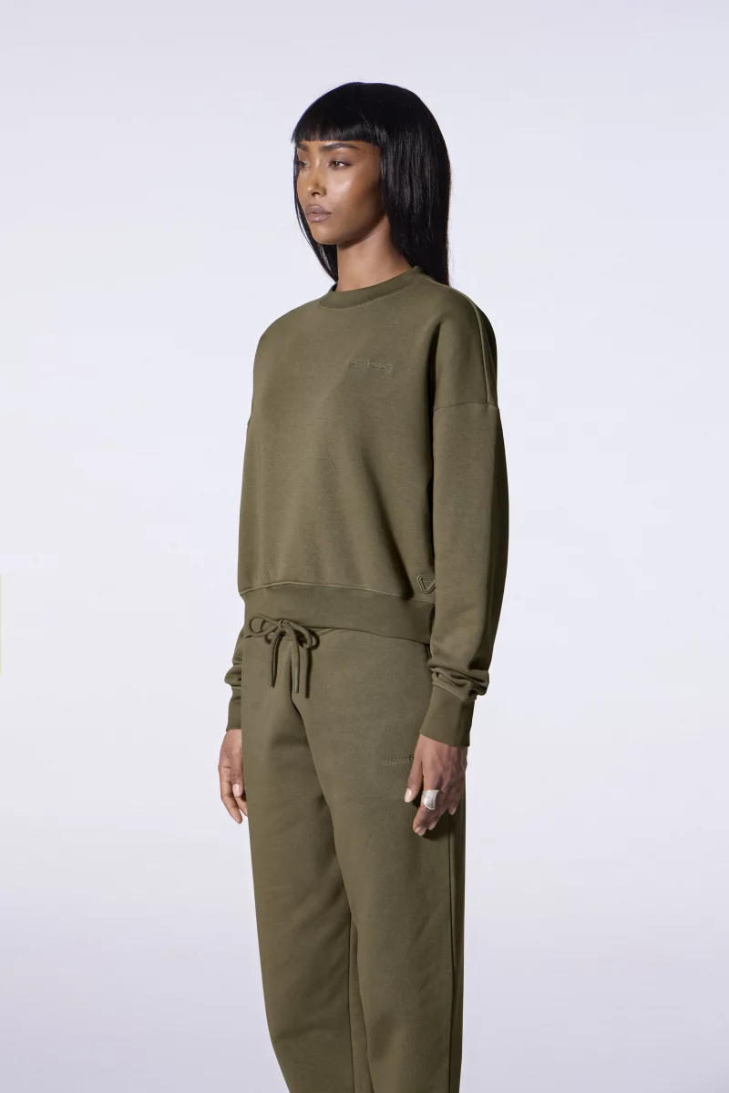 Cath khaki women's loose short sweatshirt - Gertrude Cath khaki women's loose short sweatshirt - Gertrude