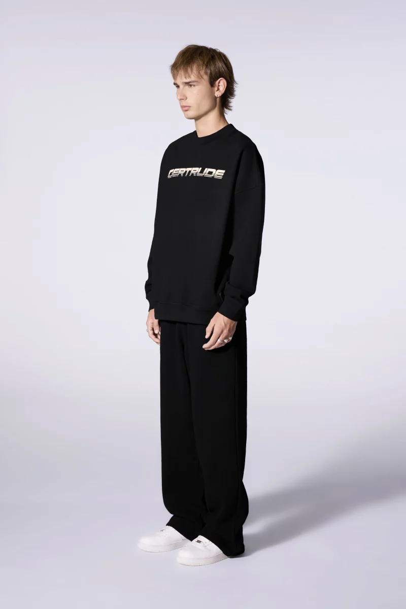 Ruben Speedy black men's oversized round neck sweatshirt - Gertrude