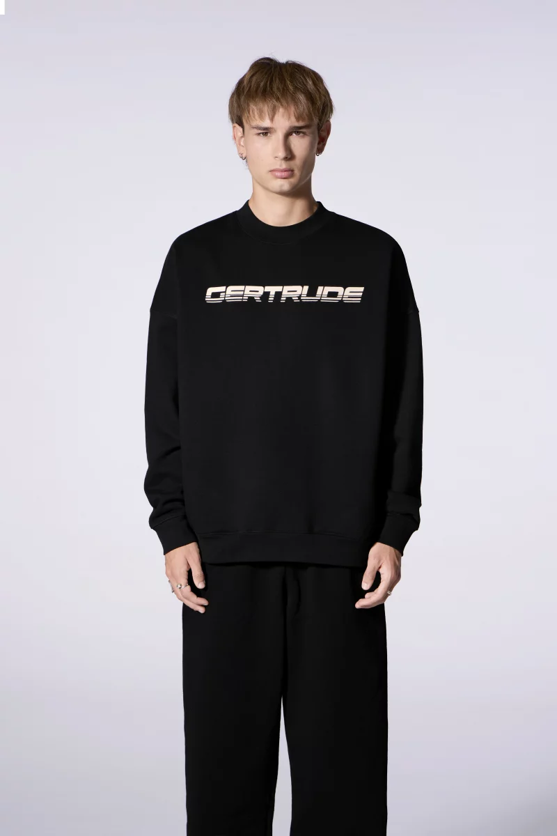 Ruben Speedy black men's oversized round neck sweatshirt - Gertrude