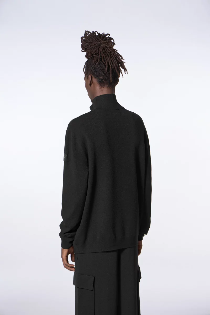 Pull mixte col camionneur en maille jacquard Lewis black - Gertrude Pull mixte col camionneur en maille jacquard Lewis black - Gertrude