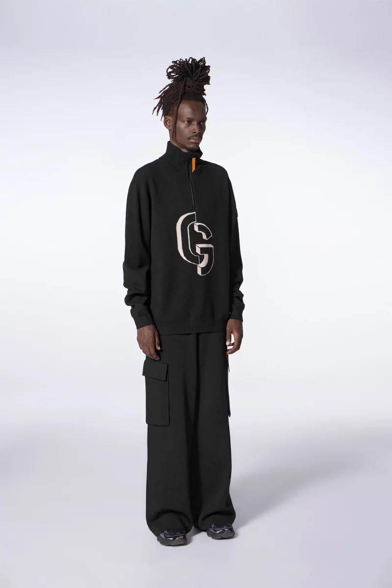 Pull mixte col camionneur en maille jacquard Lewis black - Gertrude Pull mixte col camionneur en maille jacquard Lewis black - Gertrude