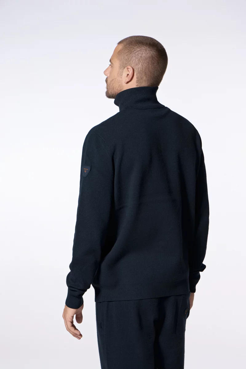 Pull mixte col camionneur en maille jacquard Lewis night - Gertrude Pull mixte col camionneur en maille jacquard Lewis night - Gertrude