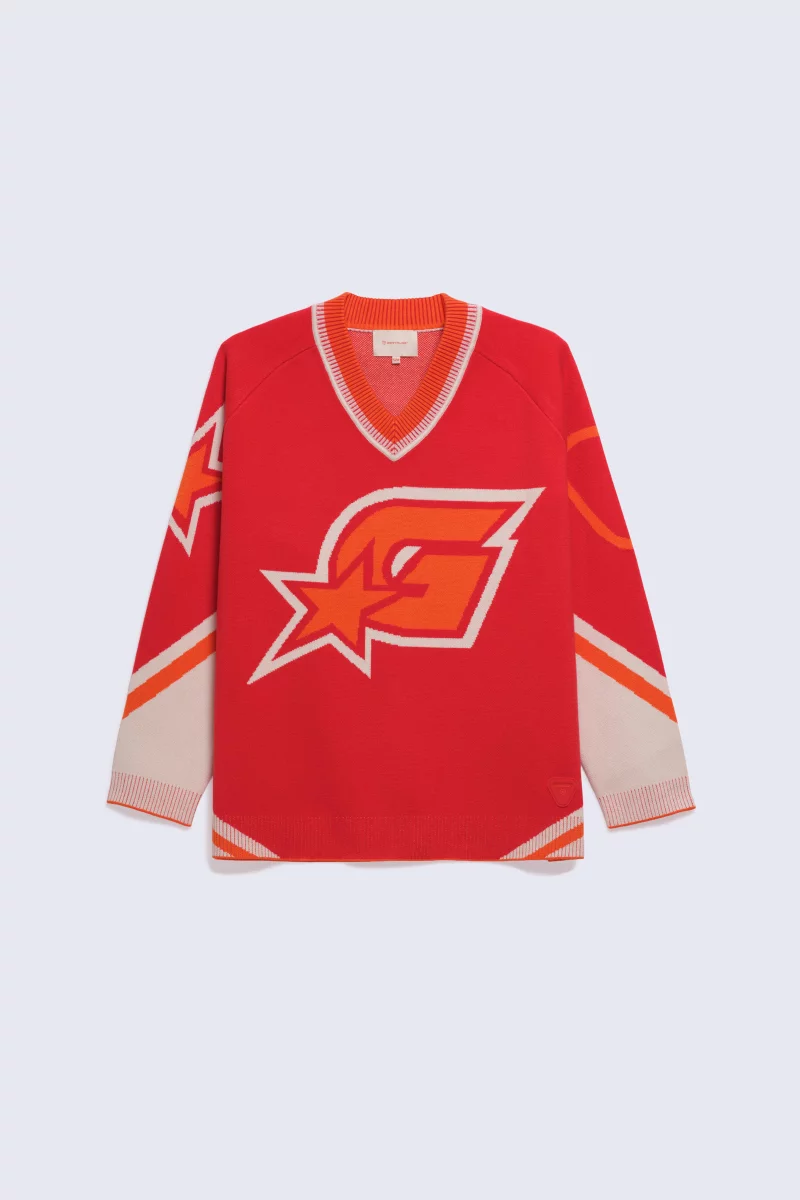 Pull mixte baseball en maille jacquard Herman poppie - Gertrude