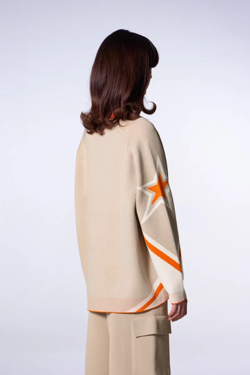 Mixed baseball sweater in Herman suede jacquard knit - Gertrude Mixed baseball sweater in Herman suede jacquard knit - Gertrude