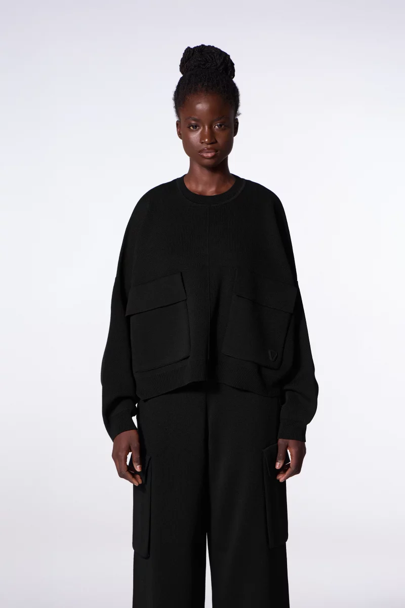 Pull en maille manches bouffantes Chandler black femme - - Gertrude