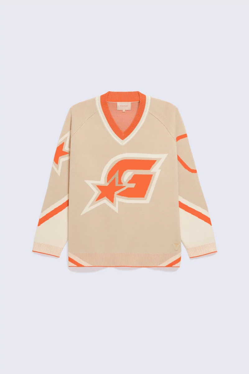 Mixed baseball sweater in Herman suede jacquard knit - Gertrude