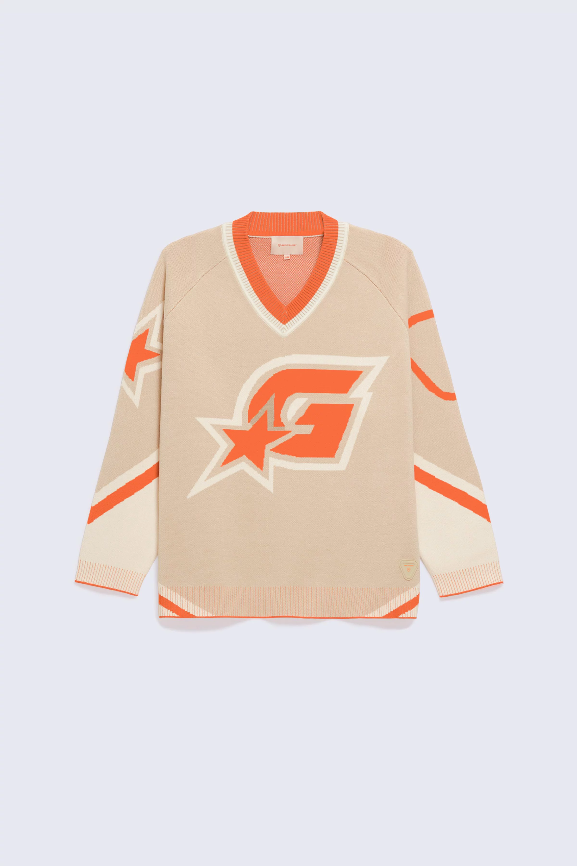 Mixed baseball sweater in Herman suede jacquard knit - Gertrude