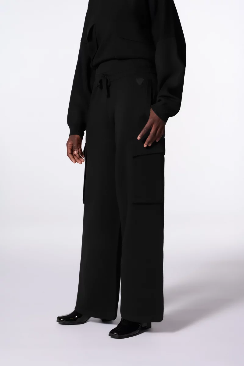 Gertrude Alpha black cargo pocket knit trousers