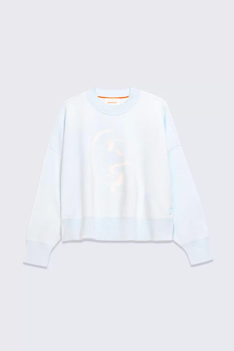 Pull en maille jacquard court à manches tombantes Natalia glacier femme - - Gertrude Pull en maille jacquard court à manches tombantes Natalia glacier femme - - Gertrude