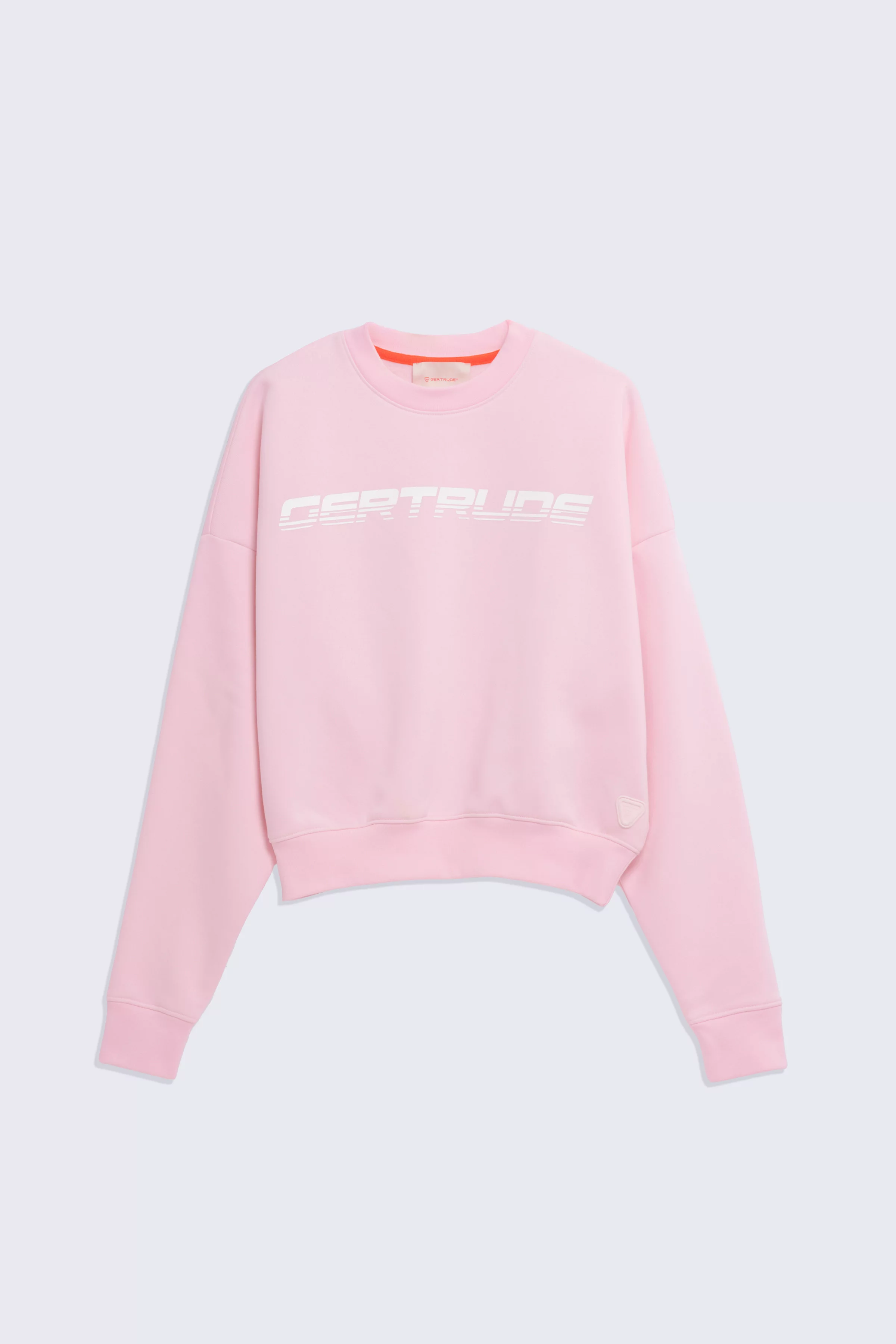 Cath Speedy powder pink women's crew neck sweatshirt with graphic logo print - Gertrude