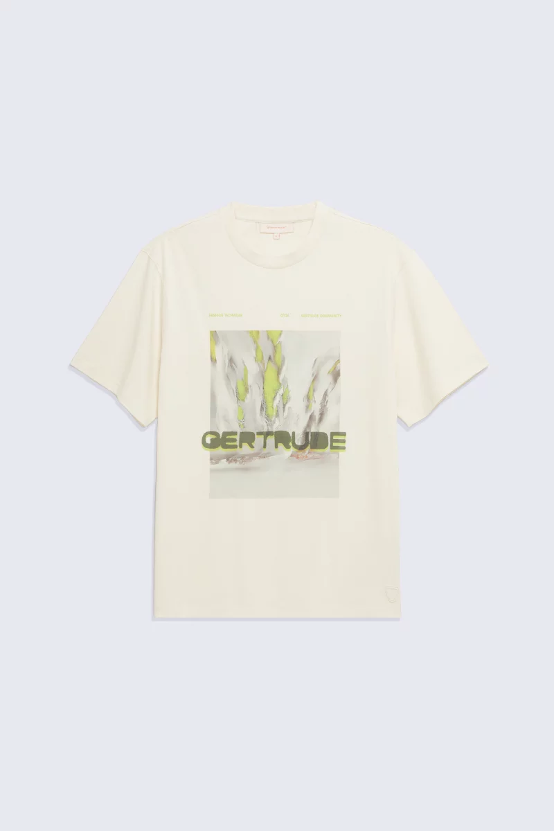 Men's cream Leonce Water graphic print cotton T-shirt - Gertrude