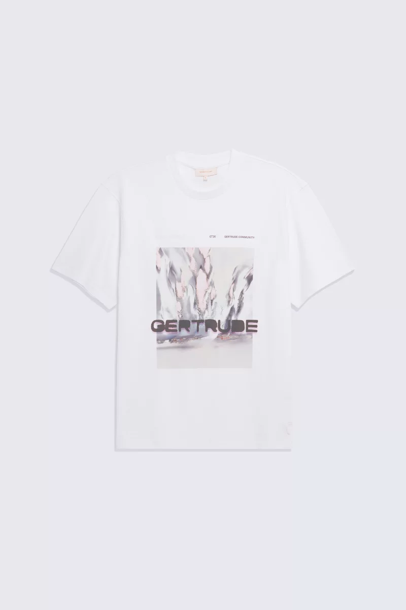Men's white cotton T-shirt with graphic Leonce Water design - Gertrude