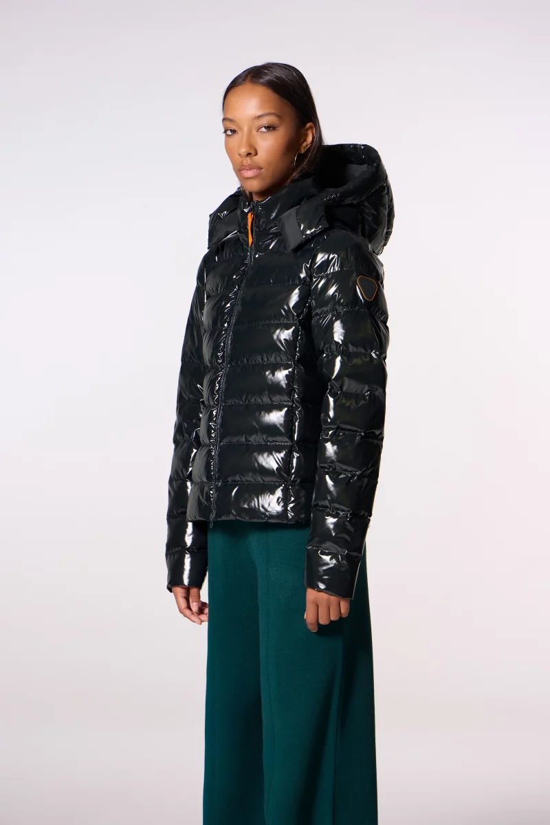 Doudoune légère ajustée en nylon glossy France Bright Dark Forest dark forest femme - - Gertrude