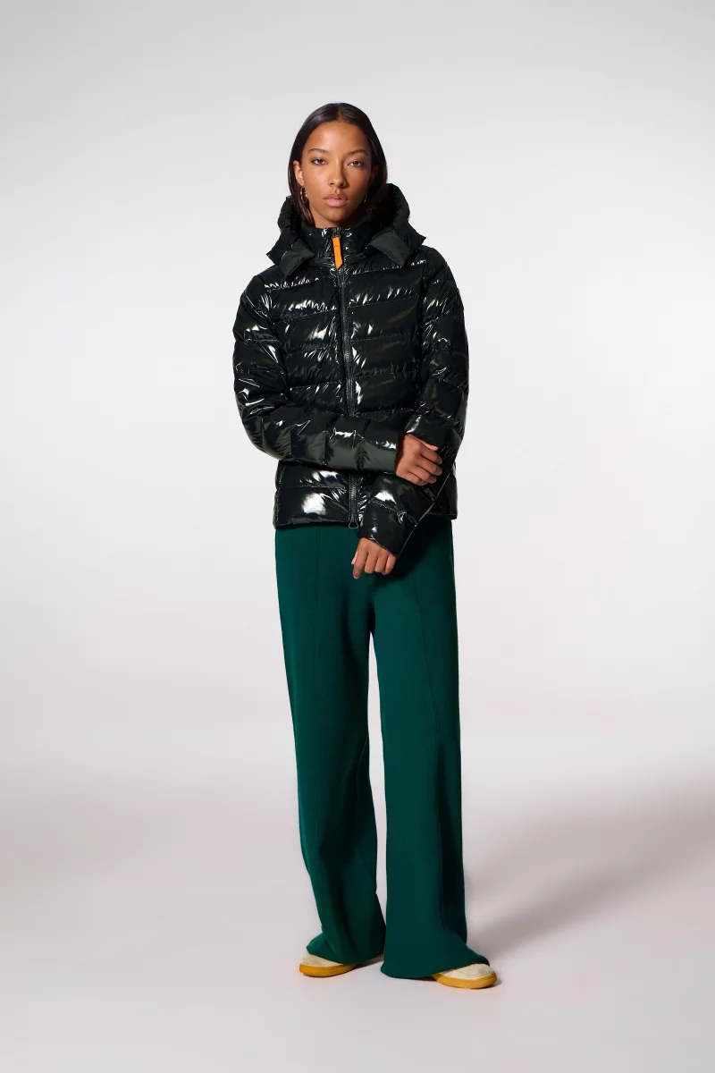 Doudoune légère ajustée en nylon glossy France Bright Dark Forest dark forest femme - - Gertrude