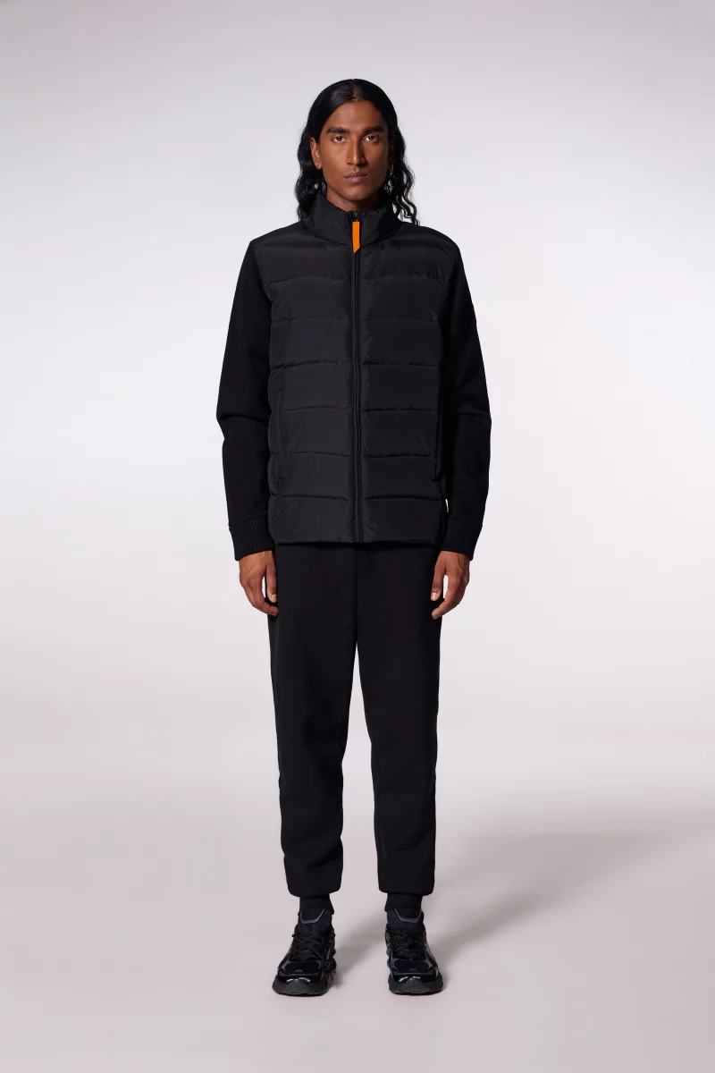 Cardigan zippé matelassé bi-matière Alessandro black homme - - Gertrude