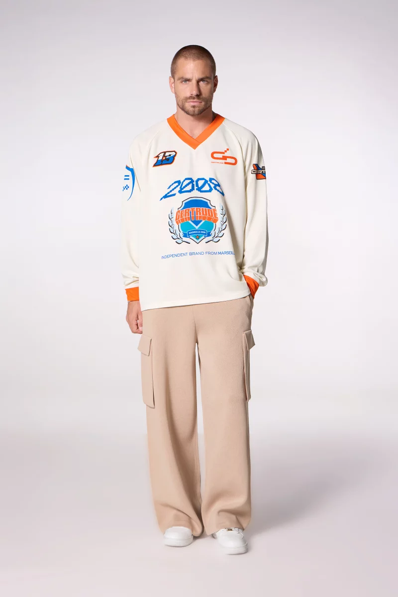 Mano men's cream long-sleeved baseball-style T-shirt - Gertrude