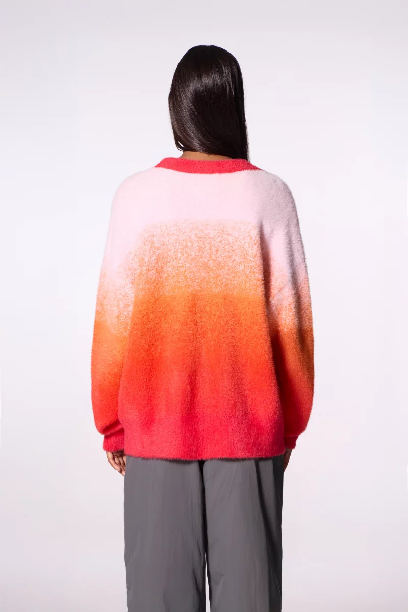 Davide long unisex cardigan in brushed fluffy knitgradredpoudr - Gertrude