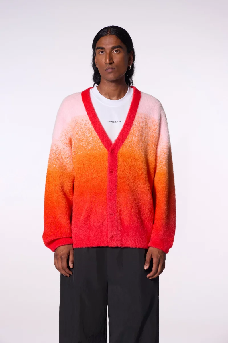 Davide long unisex cardigan in brushed fluffy knitgradredpoudr - Gertrude