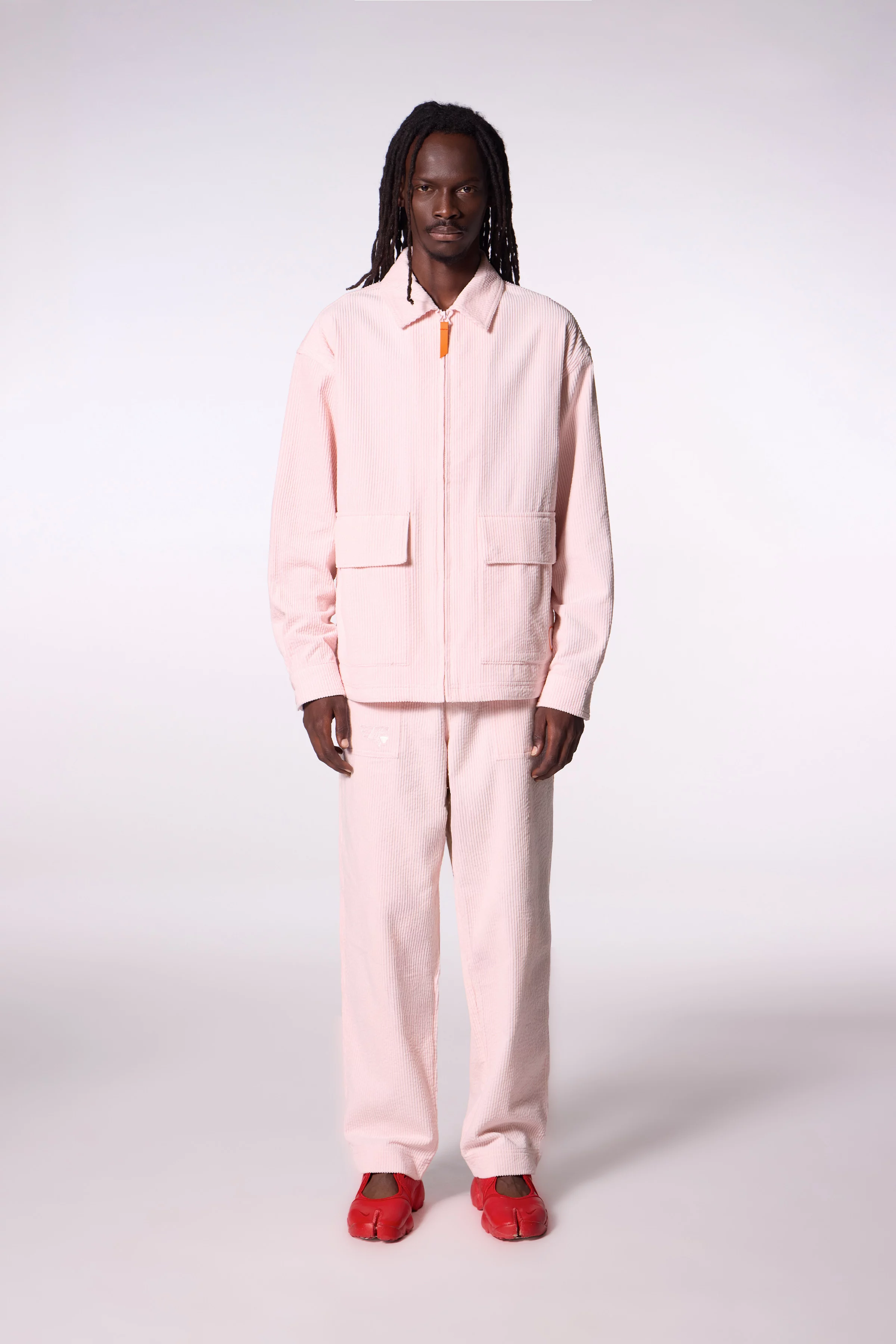 Aston corduroy shirt jacket in powder pink - Gertrude