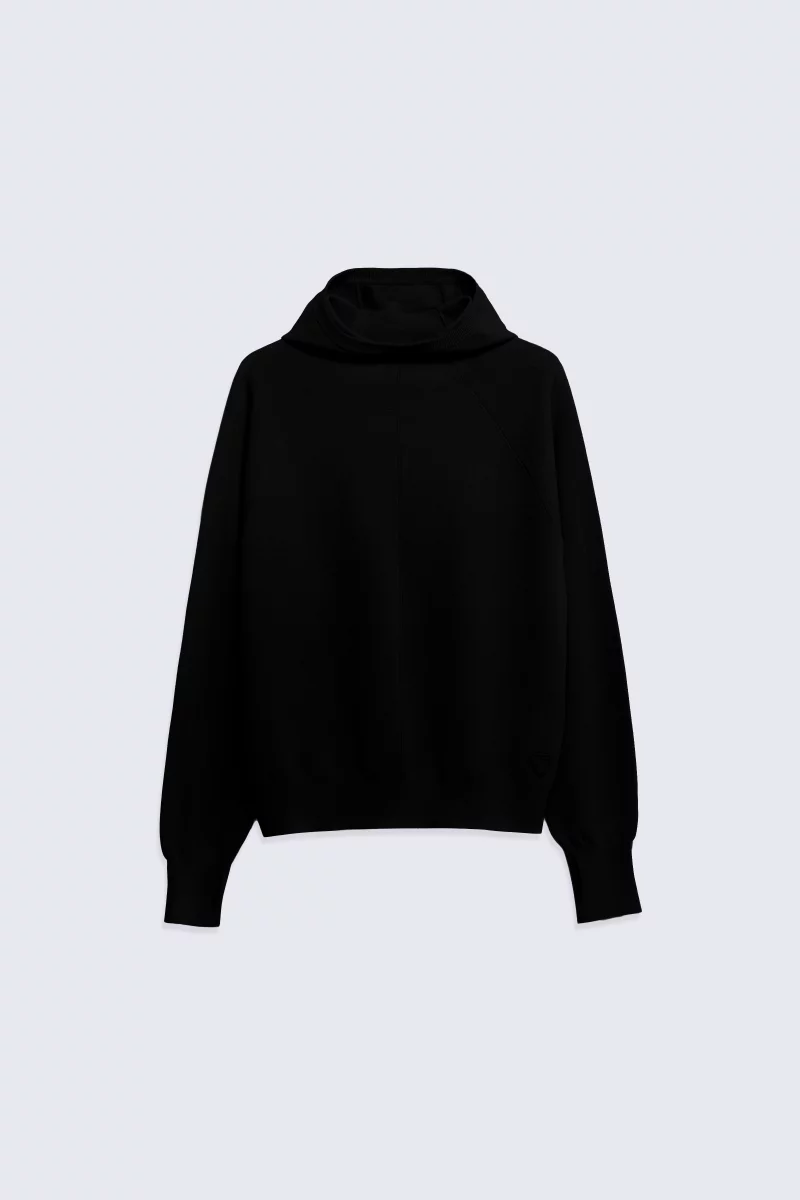 Women's Antonelle Black Lightweight Knit Pullover with Wrap-Around Hood - Gertrude