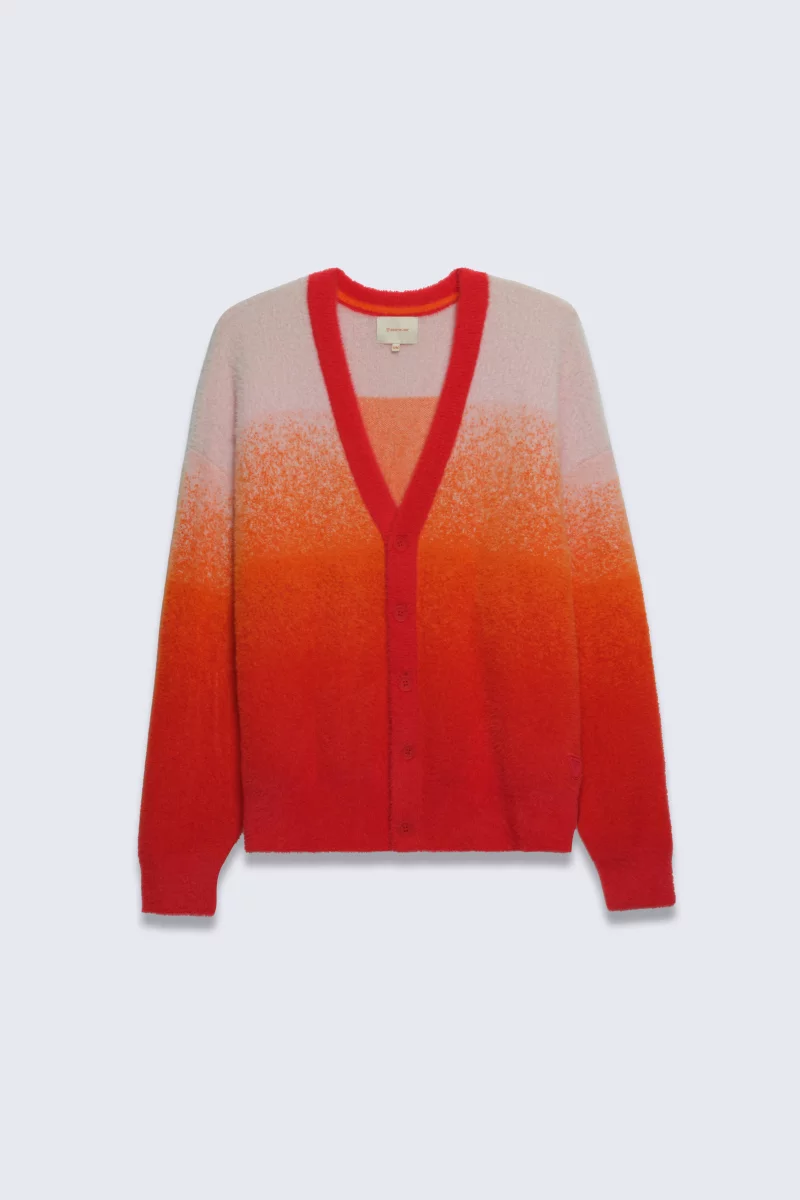 Davide long unisex cardigan in brushed fluffy knitgradredpoudr - Gertrude