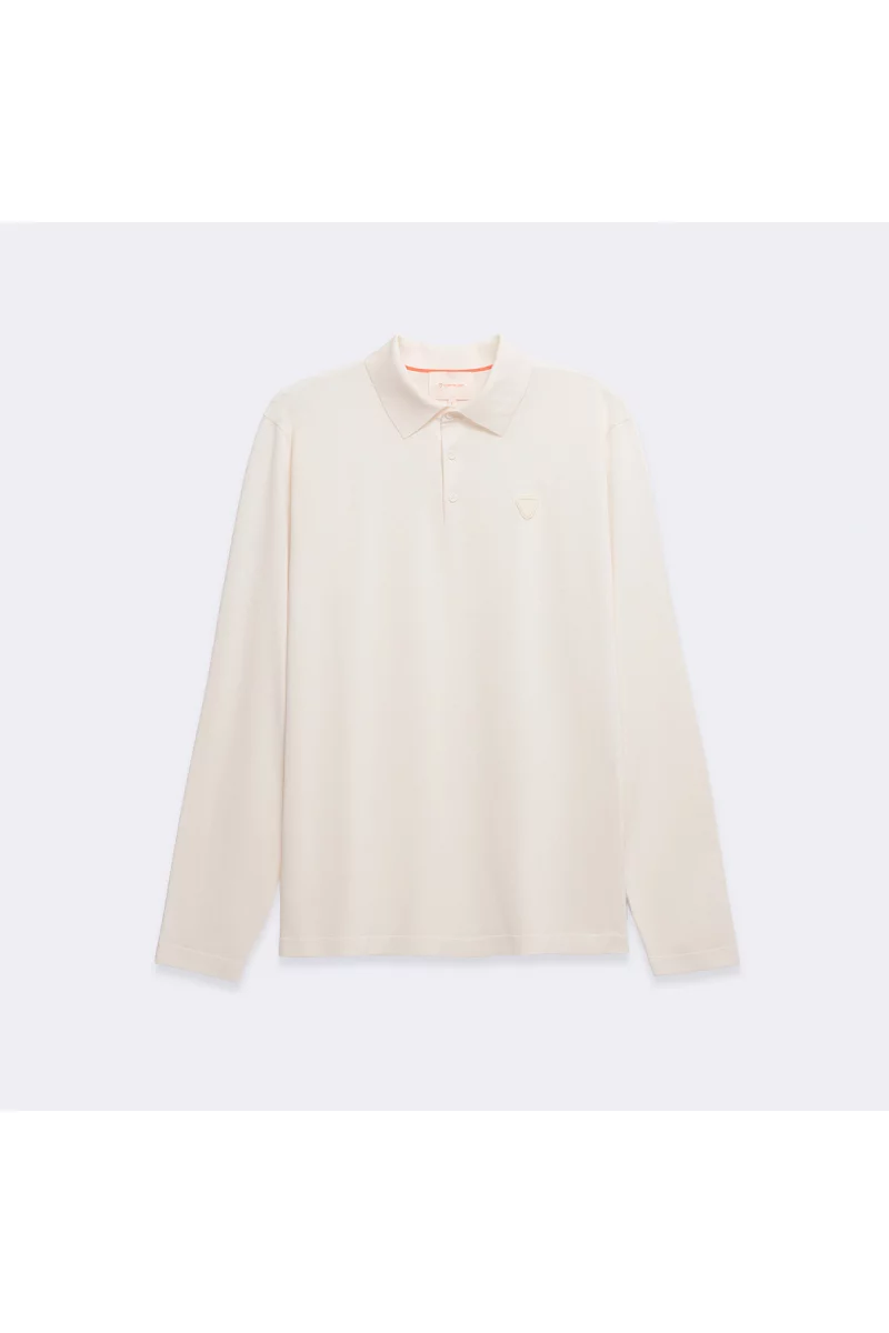 Men's Cream Judo Long Sleeve Knit Polo Shirt - Gertrude