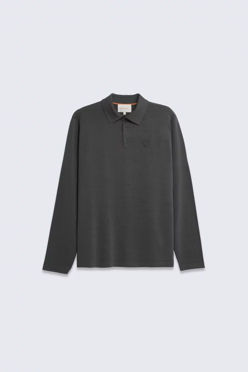 Men's Judo Stone Long Sleeve Knit Polo Shirt - Gertrude
