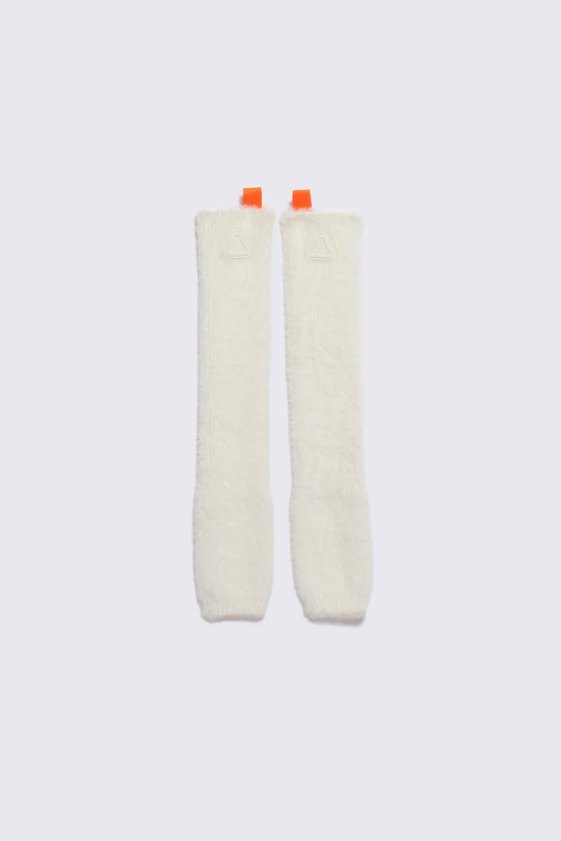 Gertrude Kitty-R Cream Mohair-Style Knit Mittens