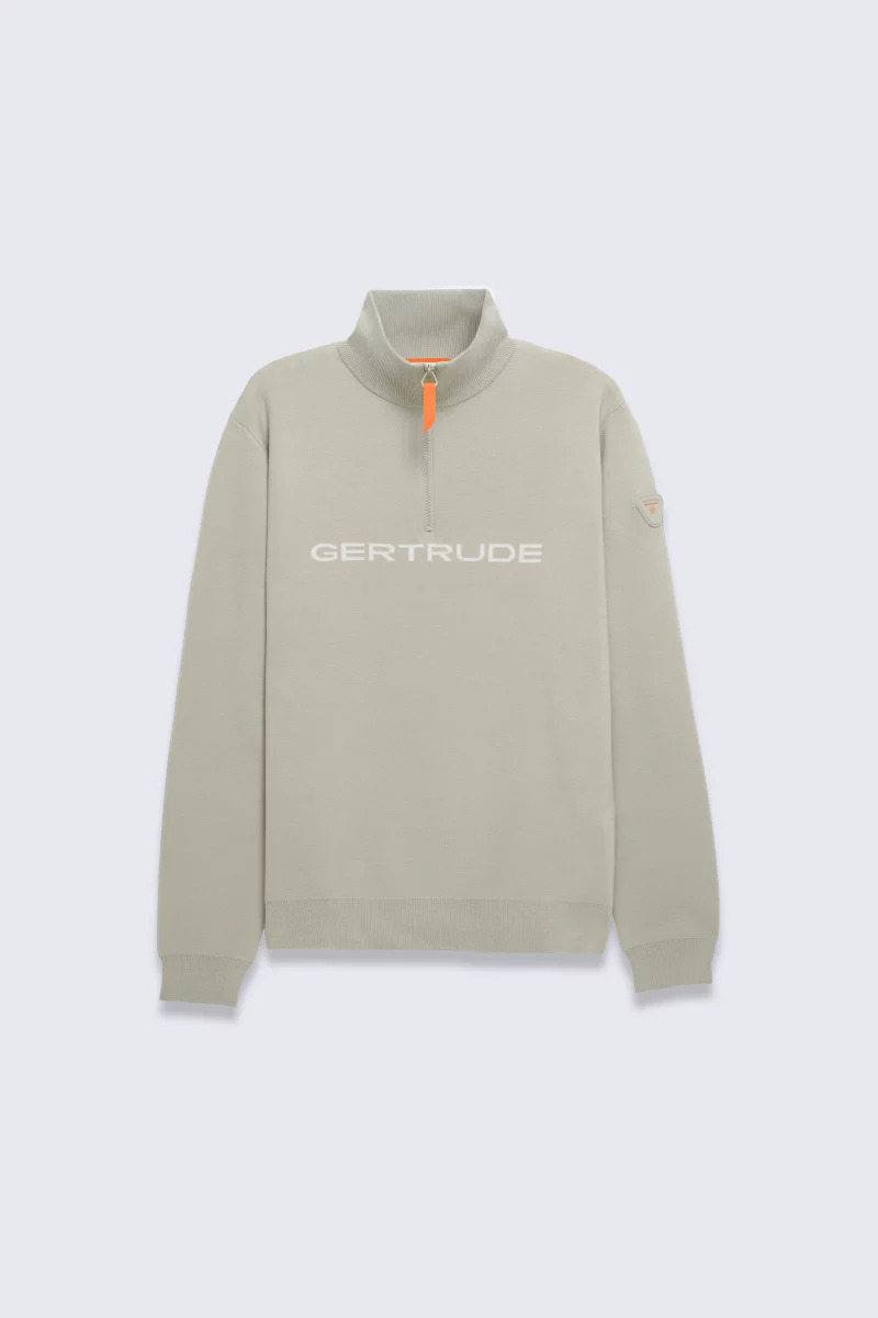 Pull mixte col camionneur logo en maille jacquard Lewis - Gertrude beton - Gertrude
